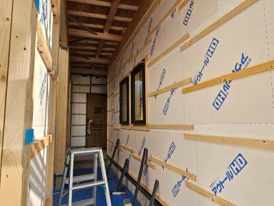 ポーチ：外壁下地工事