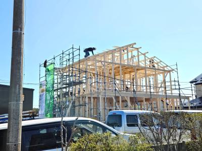 外観：野地板施工